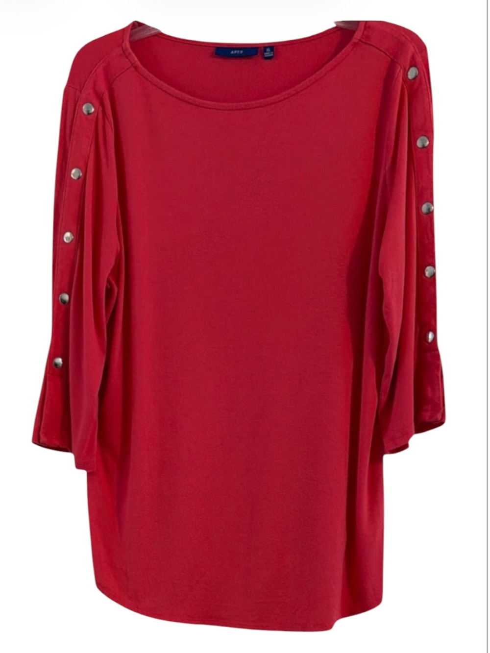 Apt 9 Rayon Spandex Coral Snap Button Bell Sleeve Top XL